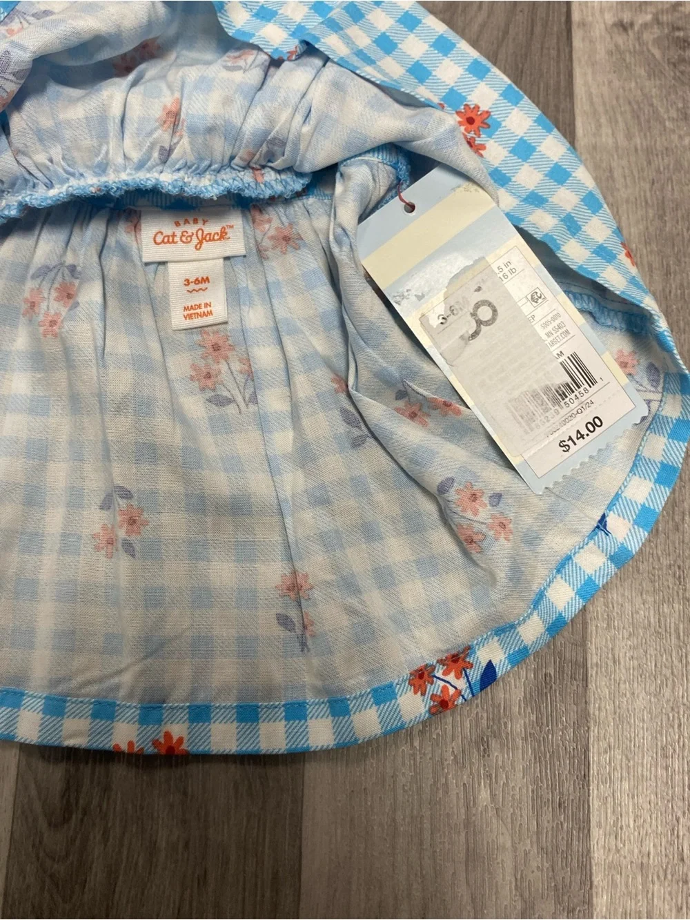 Cat & Jack Blue Gingham Floral Diaper Cover Set